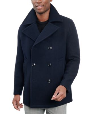 Men Double-Breasted Wool Blend Peacoat