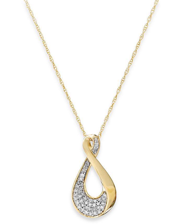 Macy's Diamond Infinity Pendant Necklace in 10k Gold (1/5 ct. t.w ...