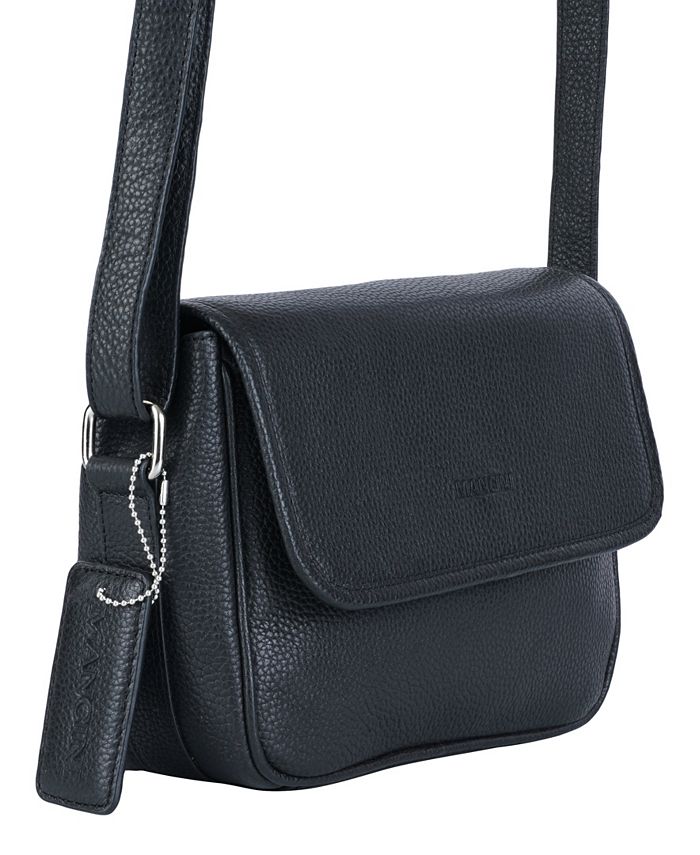Mancini Pebbled Collection Kimberly Leather Flap Closure Handbag - Macy's