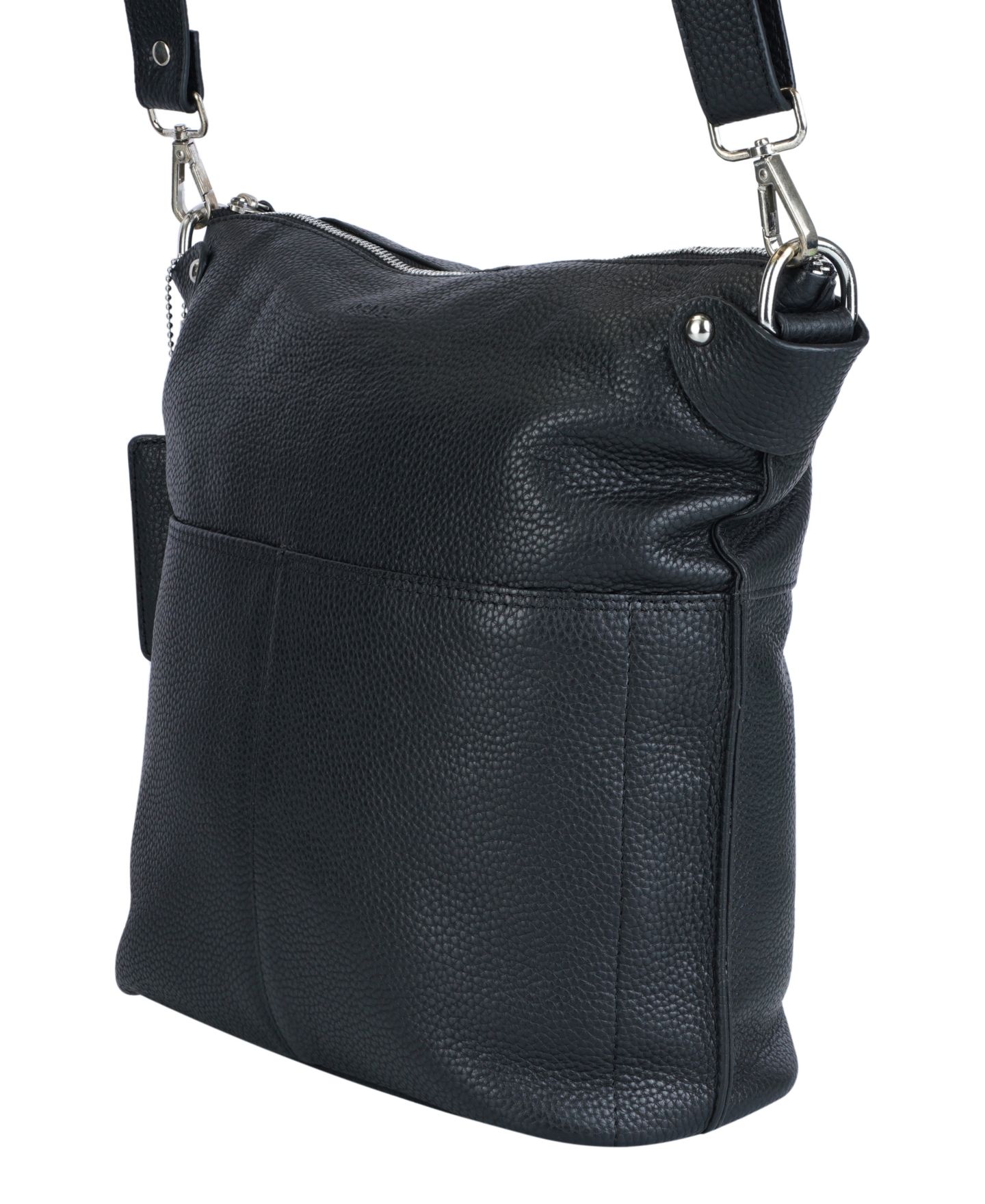 Женская сумка Mancini Pebbled Collection Susan Leather Crossbody Hobo, цвет: Чёрный — фото 5