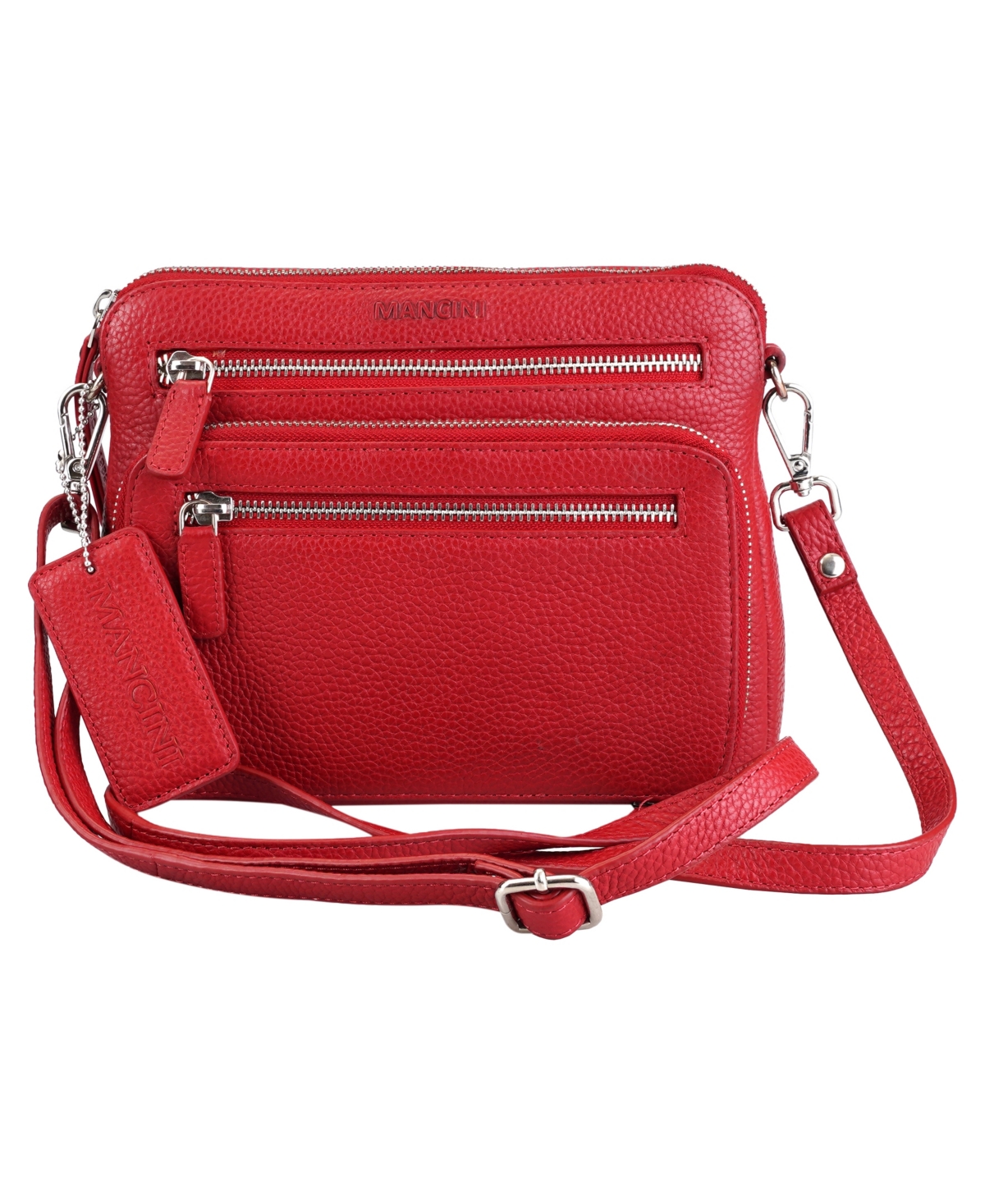 Mancini Pebbled Collection Valerie Leather Mini Crossbody Bag In Red