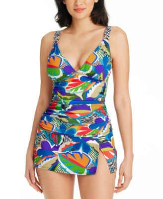Bleu By Rod Beattie Womens The Mix Molded Cup Tankini Top Skirted Hipster Bikini Bottoms In Multi