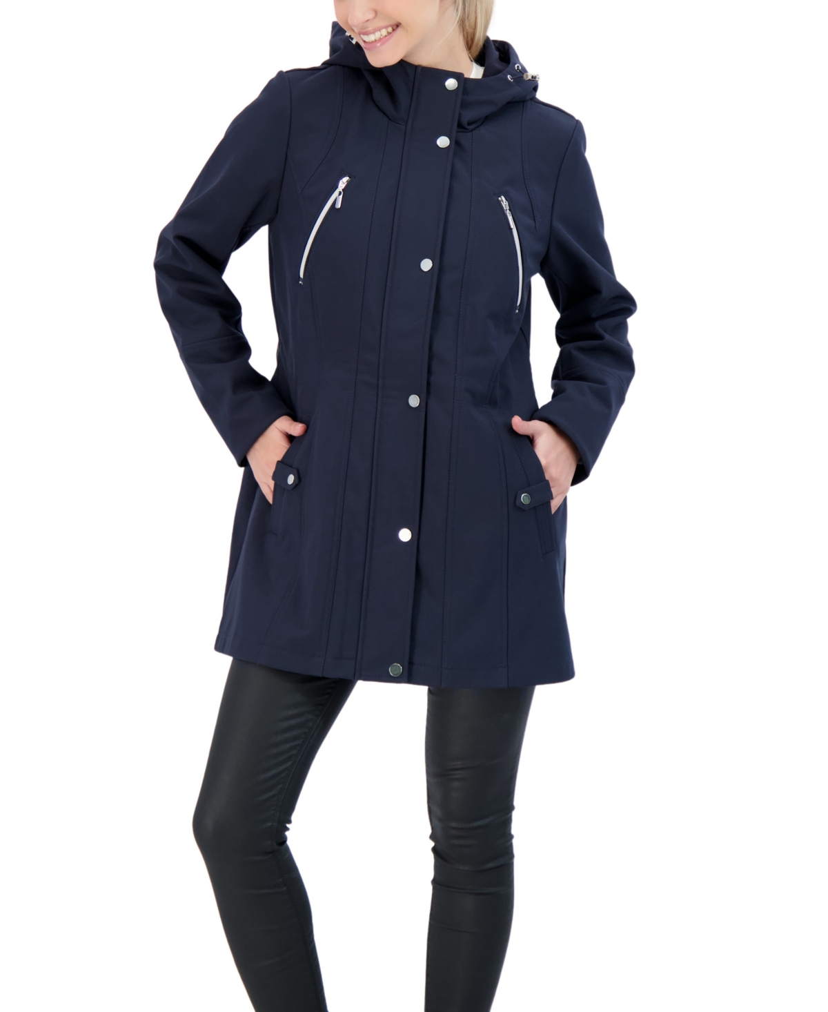 Women's Soft Shell Jacket with Hood - Navy