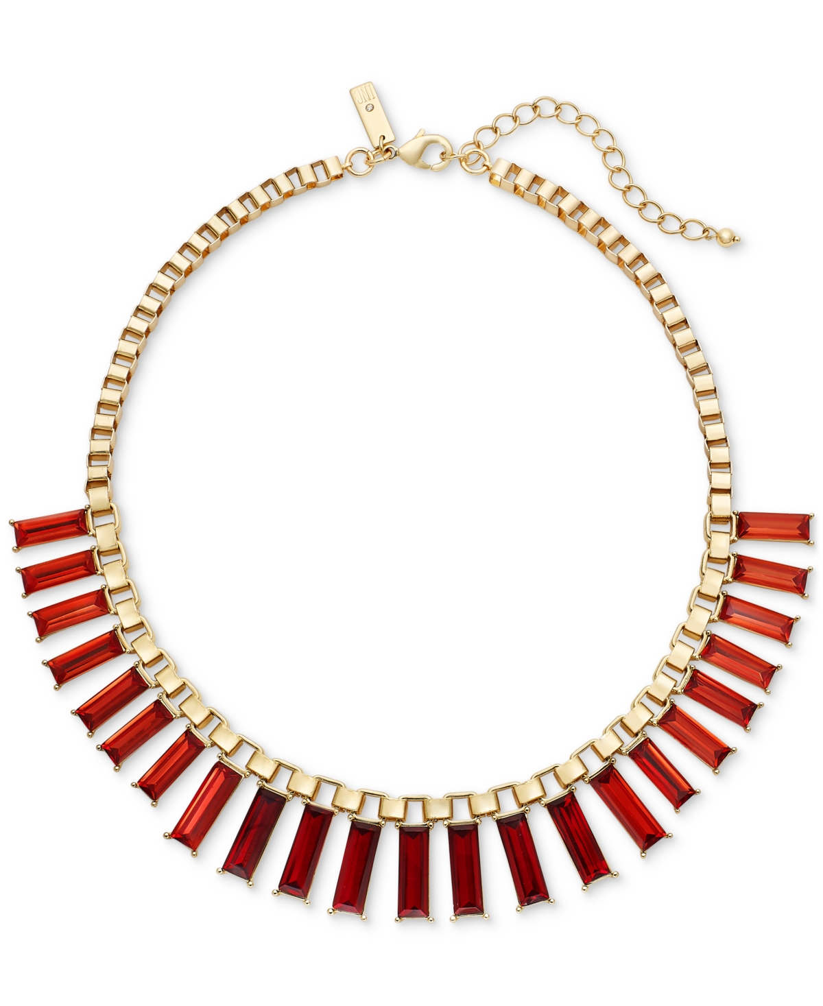 Inc International Concepts Rectangular Crystal Necklace, 17"+3" Extender, Created For Macy's In Red