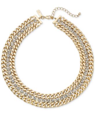 I.N.C. International Concepts - Two-Tone Crystal Necklace, 17" + 3" extender