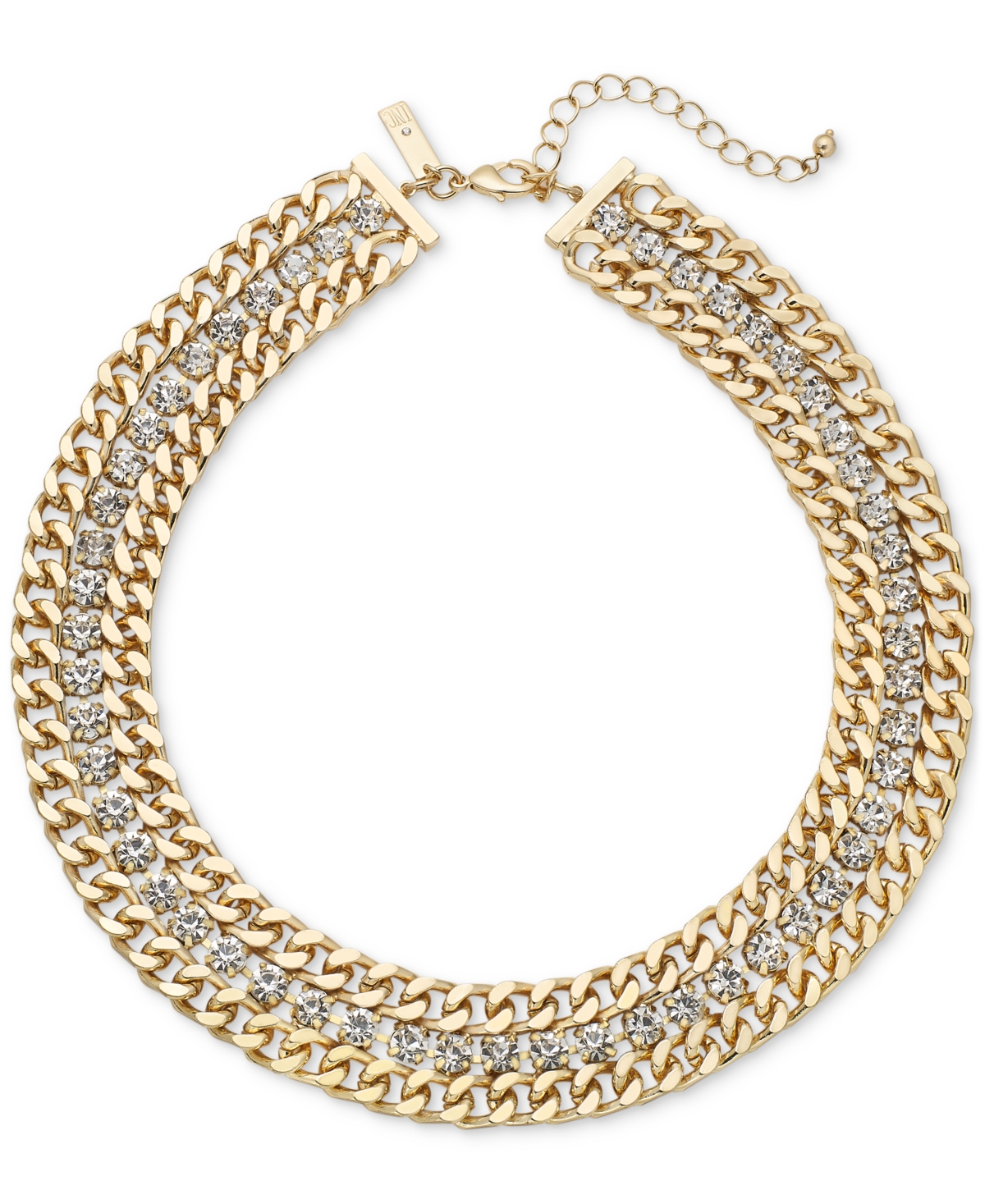 Two-Tone Crystal Necklace, 17" + 3" extender, Created for Macy's - Gold
