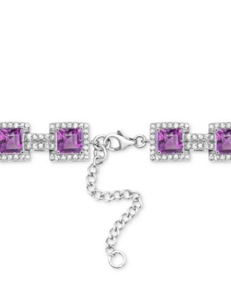 Amethyst (9-5/8 ct.t.w.) & White Topaz Tennis Bracelet in Sterling Silver 