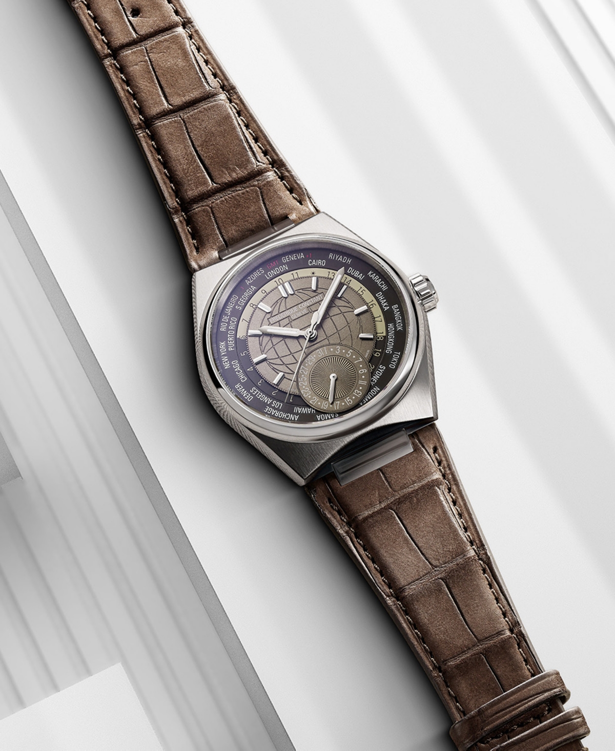 Frederique Constant Men's Swiss Automatic Highlife Worldtimer Manufacture Brown Leather Strap Watch 41mm In Brown
