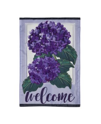 Hydrangea Welcome Garden Applique Flag 12.5 x 18 Inches Indoor Outdoor Decor