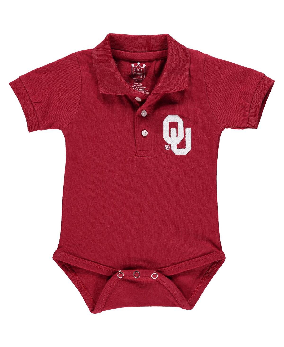 Little King Apparel Babies' Infant Boys And Girls Crimson Oklahoma Sooners Polo Bodysuit