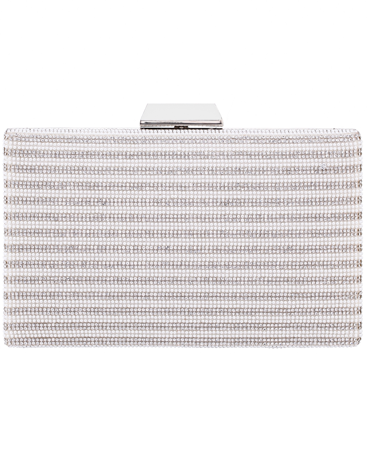 Imitation Pearl and Crystal Minaudiere Clutch - White