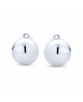 Simple Basic Half Round Ball Clip On Earrings Button Style Alloy Clip Sterling Silver .50 Diameter