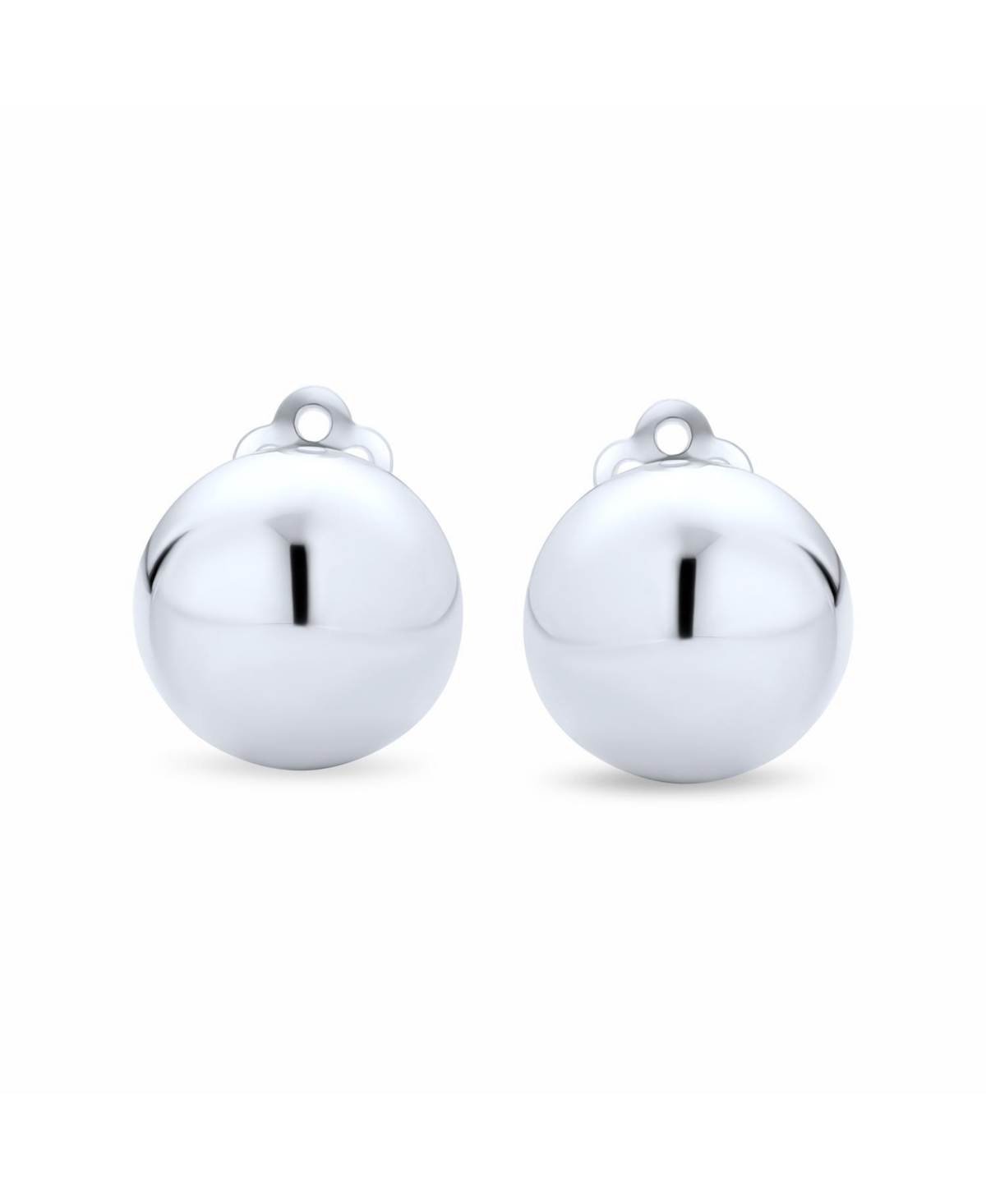 Bling Jewelry Simple Basic Half Round Ball Clip On Earrings For Women Button Style Alloy Clip Sterling Silver .50 Diameter