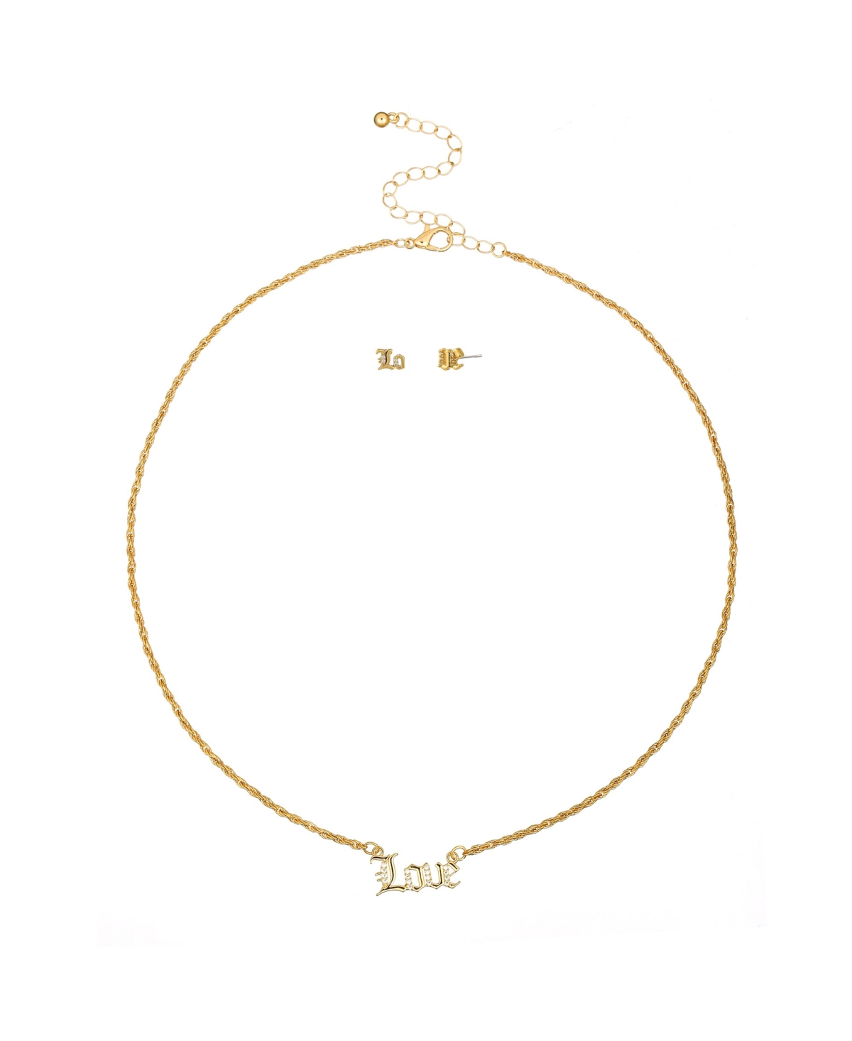 Pave Love Necklace And Earring Set - Gold