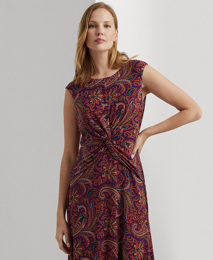 Lauren Ralph Lauren Women's Paisley Twist-Front Jersey Dress - Macy's