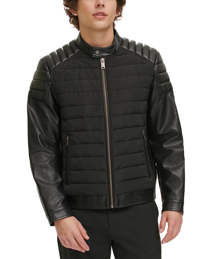 DKNY Mixed Media Quilted Racer Men's Jacket, Created for Macy's - Macy's