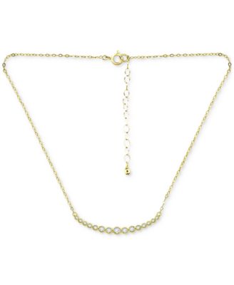 Cubic Zirconia Bezel Curved Bar Collar Necklace, 16" + 2" extender, Created for Macy's