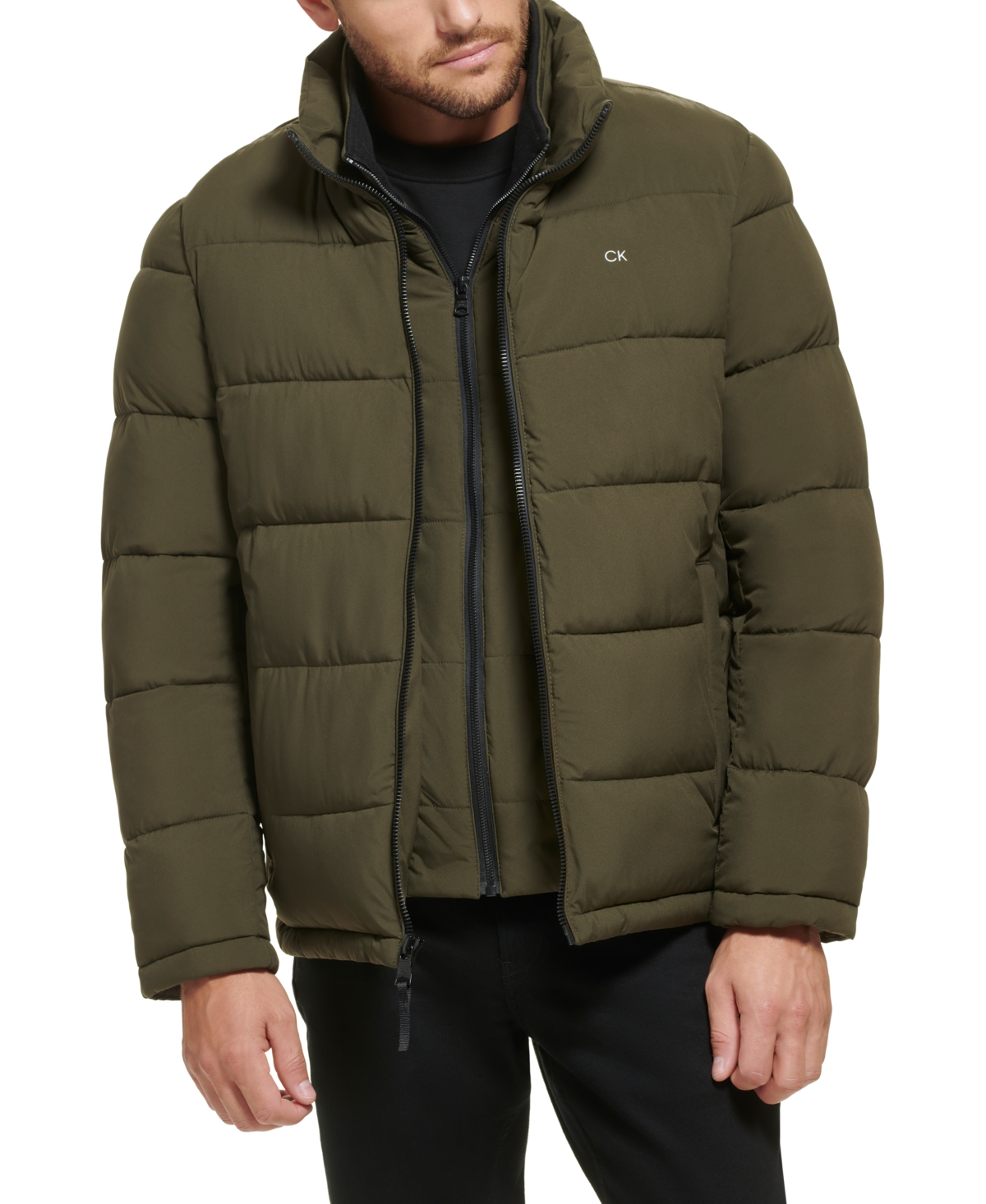 Calvin Klein Men's Puffer With Set In Bib Detail, Created for Macy's