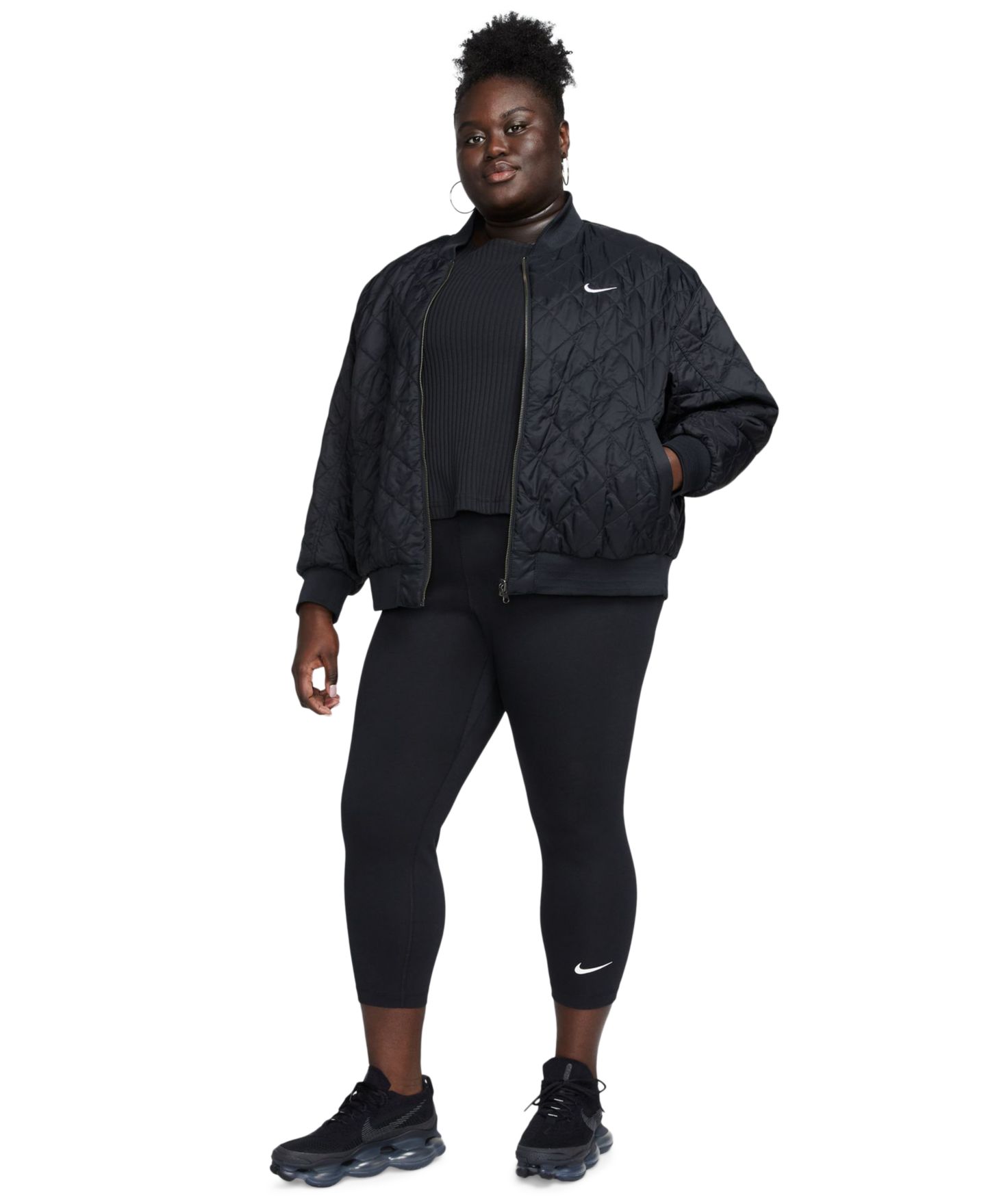 Женские леггинсы Nike Plus Size Sportswear Classics High-Waisted 7/8 Leggings, цвет: Чёрный — фото 4