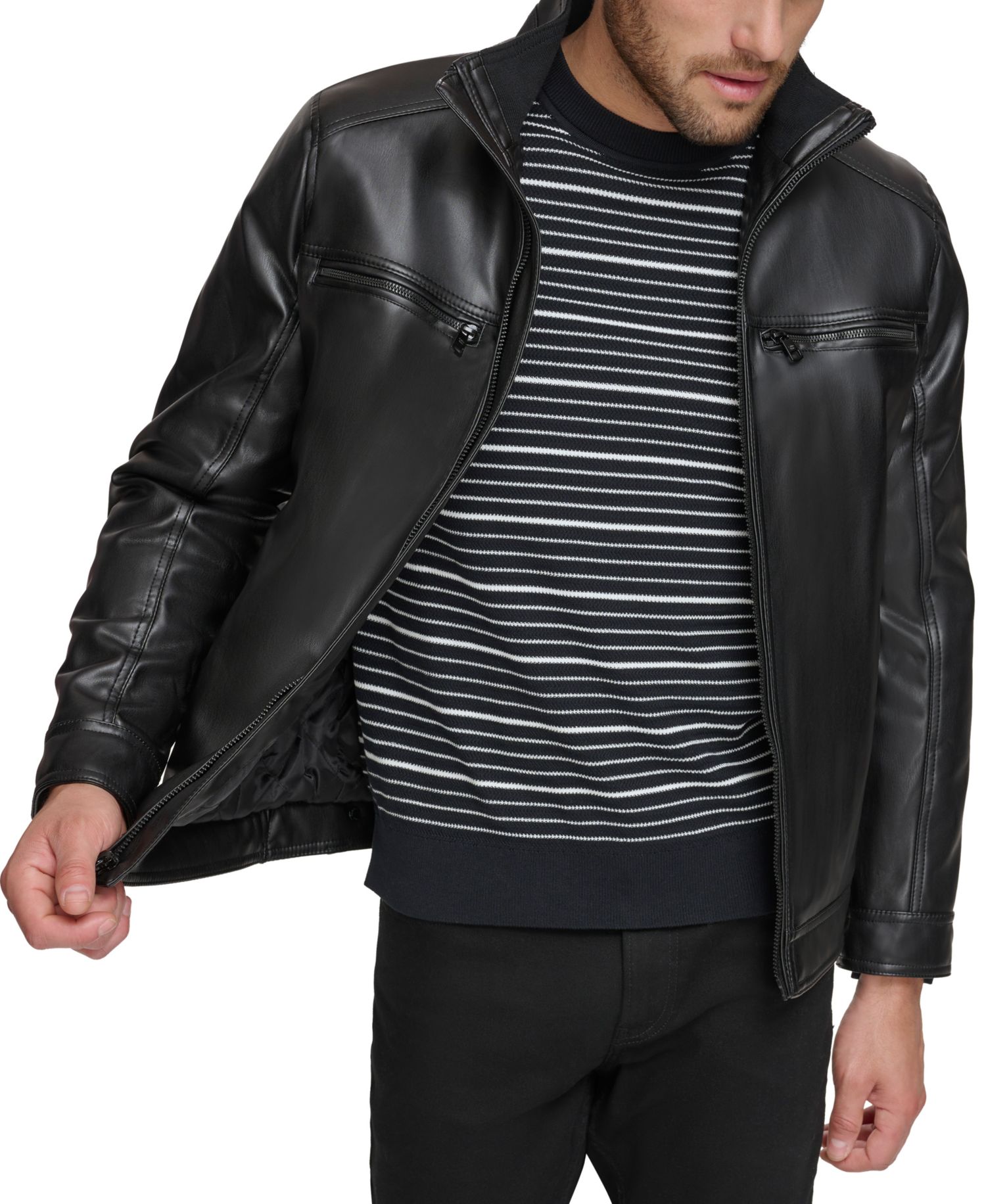 Men's Faux Leather Moto Jacket