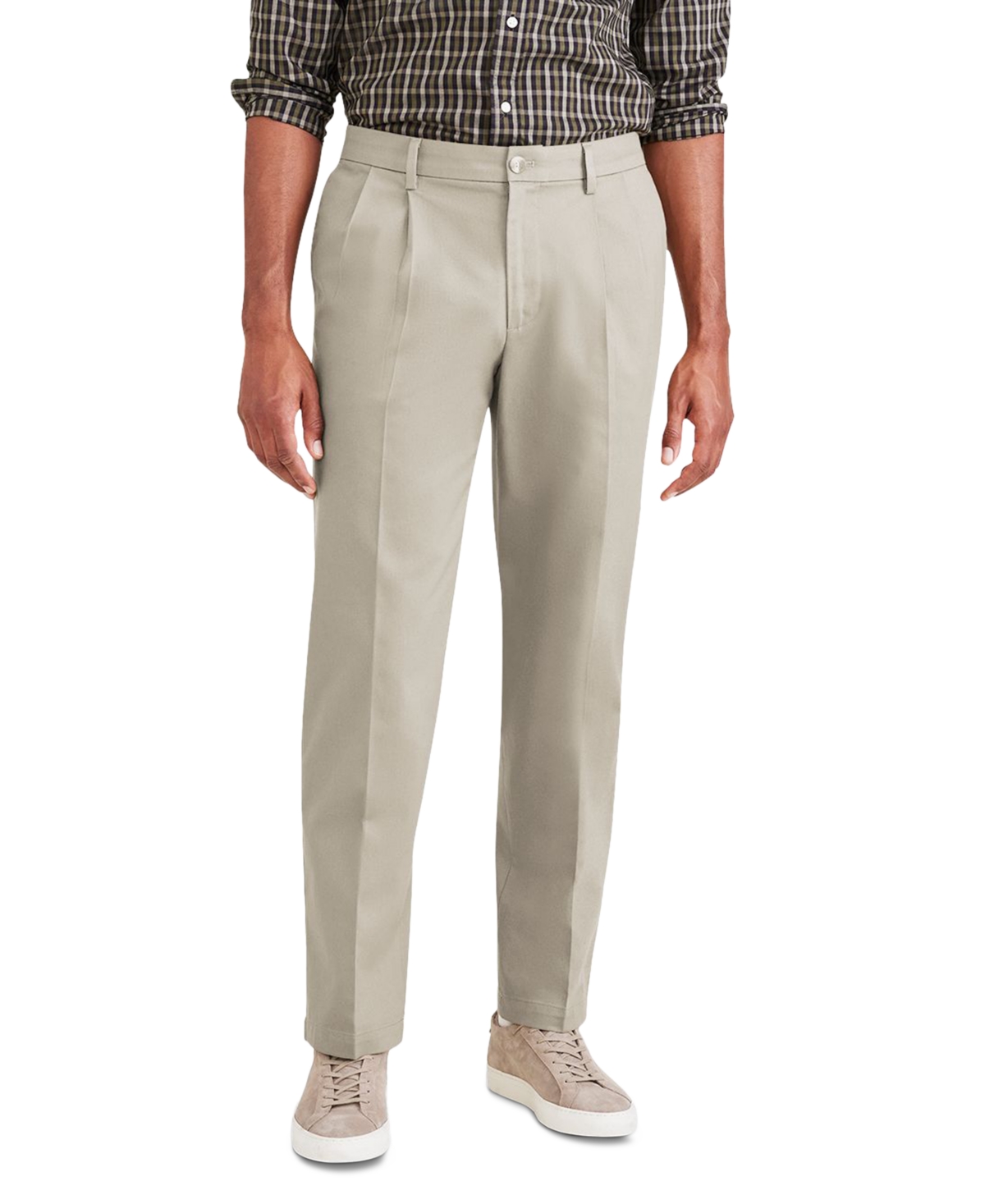 Shop Dockers Men's Signature Classic Fit Pleated Iron Free Pants With Stain Defender In Cloud