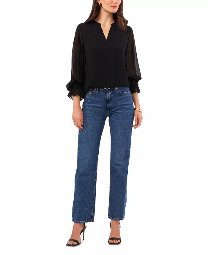 Women's Split-Neck Long-Sleeve Top - thumbnail 7
