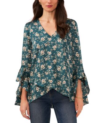 Vince Camuto - Women's Ruffled-Cuff Crossover-Hem Blouse