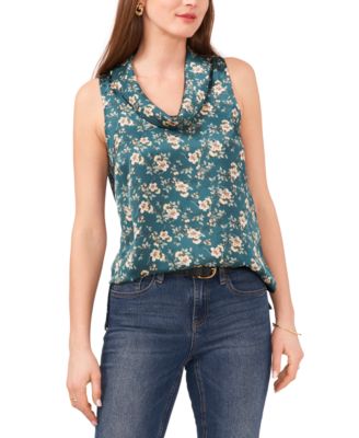 Vince Camuto - Women's Cowlneck Sleeveless Floral Blouse