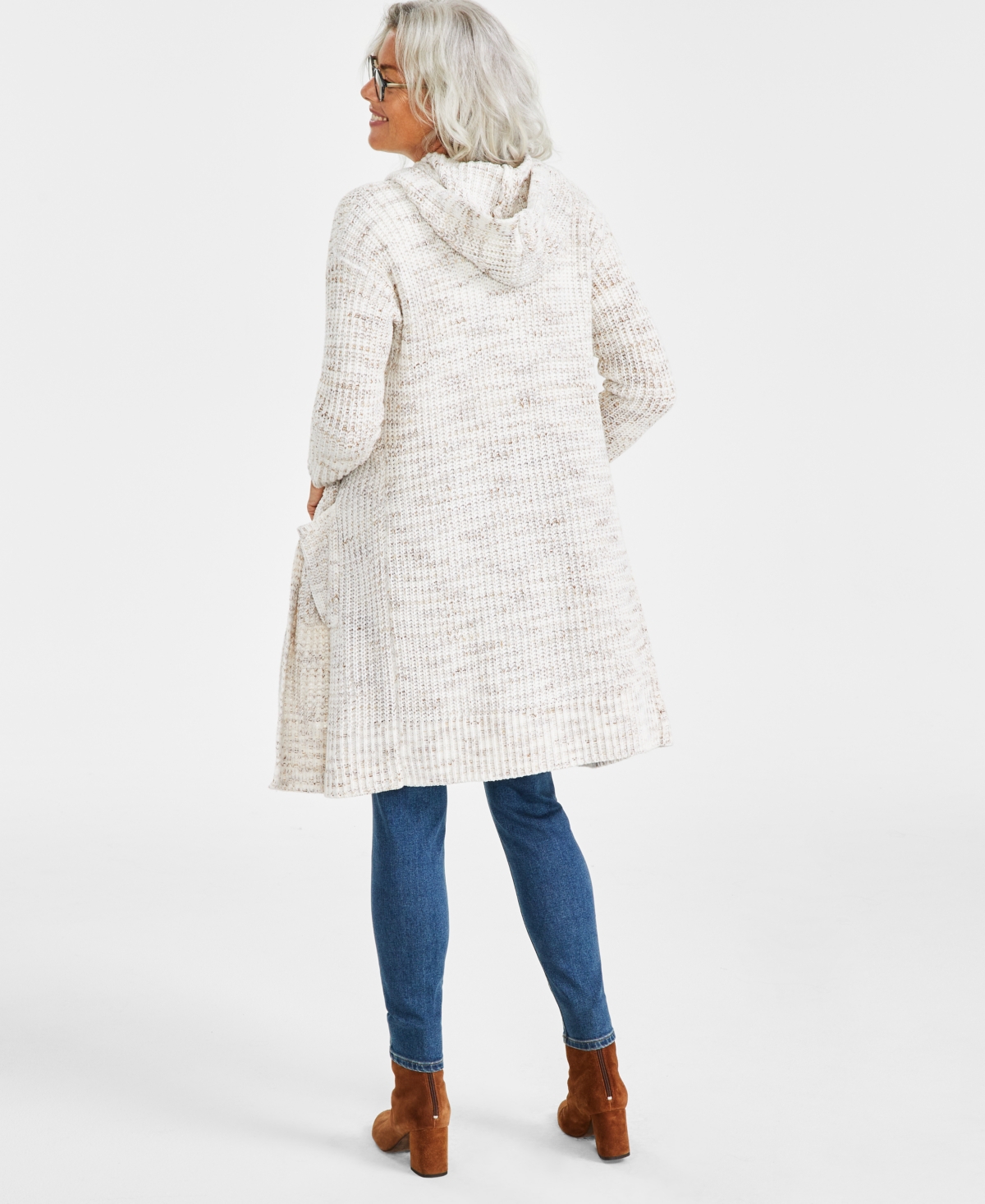 Style & Co Petite Open-Front Long-Sleeve Hooded Cardigan, Created for Macy's