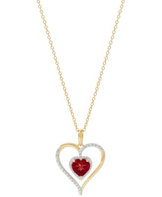 Macy's - Amethyst (1-1/10 ct. t.w.) & Diamond Accent Heart 18" Pendant Necklace in 14k Gold-Plated Sterling Silver (Also in Additional Gemstones)