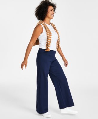 Petite Wide-Leg Pull-On Pants