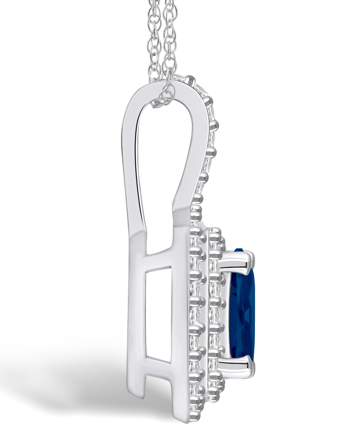 Macy's Sapphire (1-1/2 Ct. t.w.) and Diamond (1/2 Ct. t.w.) Halo Pendant Necklace