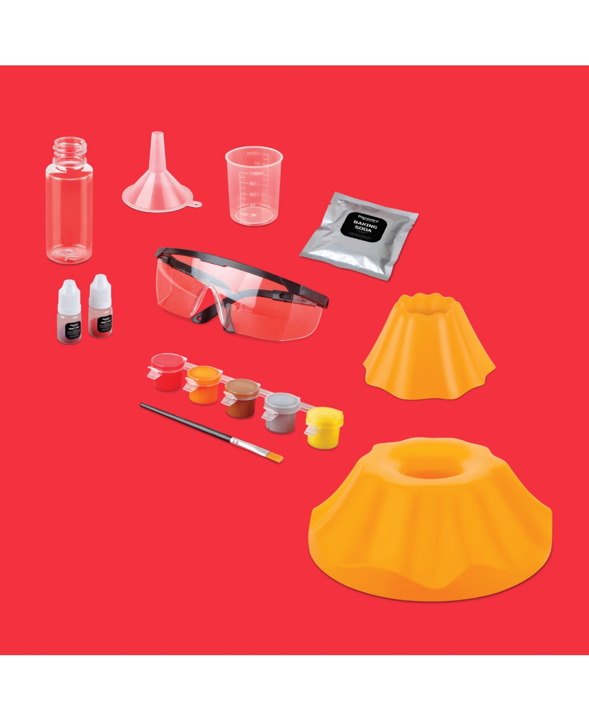 Discovery Mindblown Do-it-yourself Volcano Science Lab, 12 Piece Paint And Play Eruption Kit In Orange