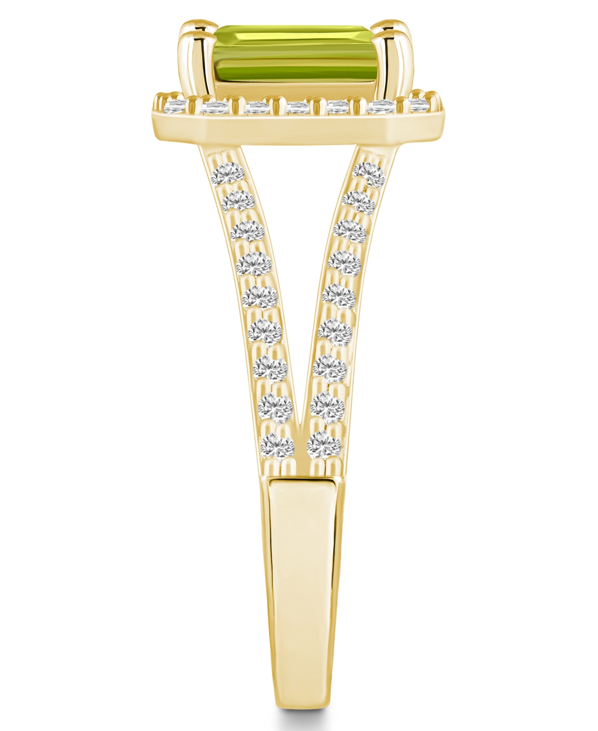 Macy's(1-3/4 ct. t.w.) and Diamond (1/2 ct. t.w.) Halo Ring in 14K Yellow Gold - Peridot
