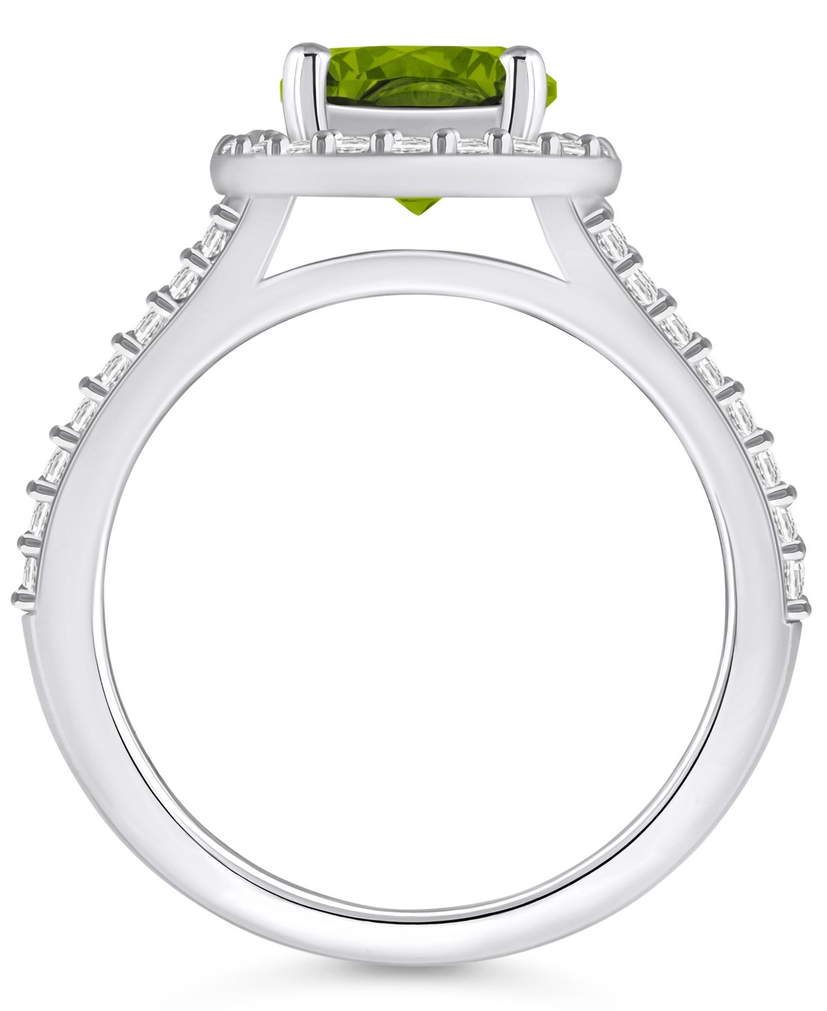 Macy's(2 ct. t.w.) and Diamond (1/2 ct. t.w.) Halo Ring in 14K White Gold - Peridot