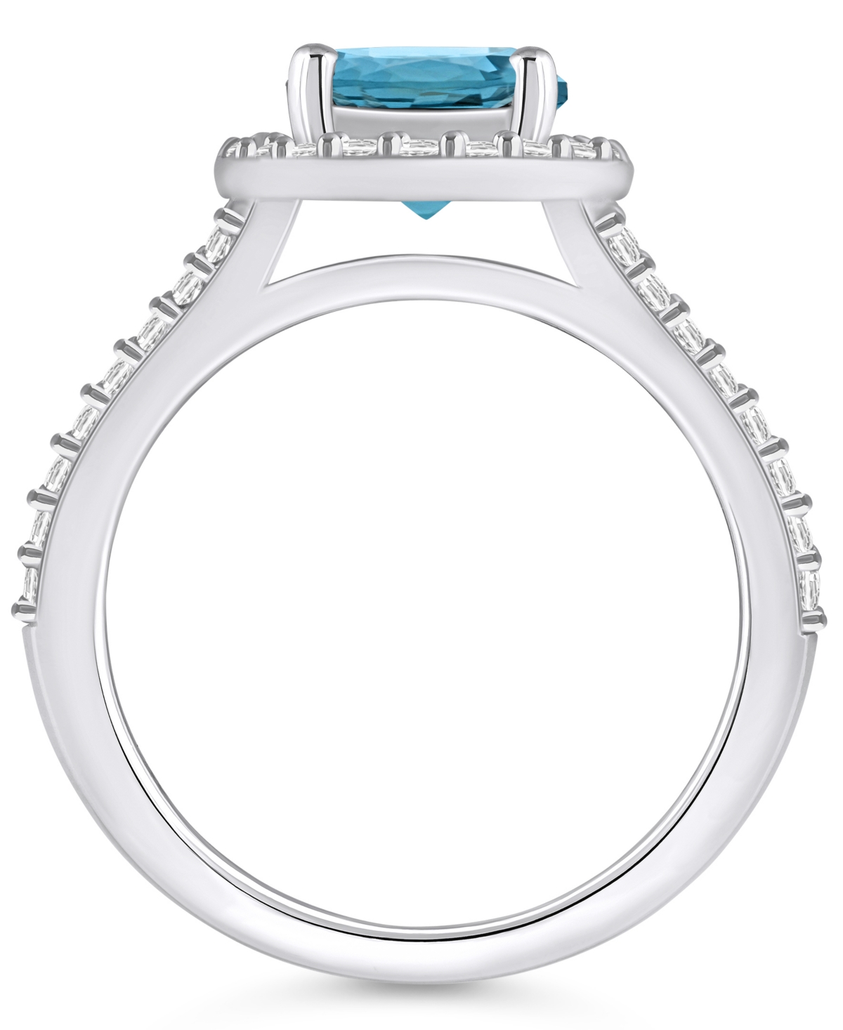 Macy's(2-3/8 ct. t.w.) and Diamond (1/2 ct. t.w.) Halo Ring in 14K White Gold - London Blue Topaz