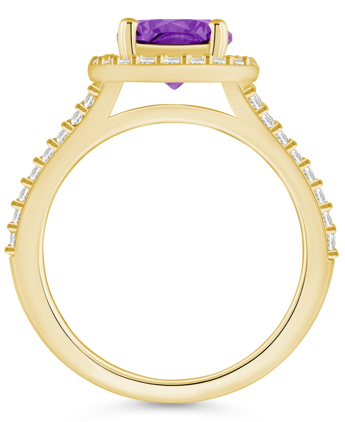 Macy's(1-3/4 ct. t.w.) and Diamond (1/2 ct. t.w.) Ring in 14K Yellow Gold - Amethyst
