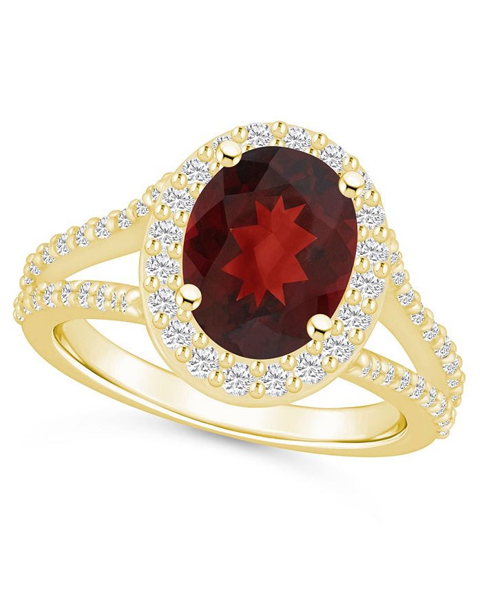 Macy s Garnet 3 1 10 ct. t.w. and Diamond 3 4 ct. t.w. Halo