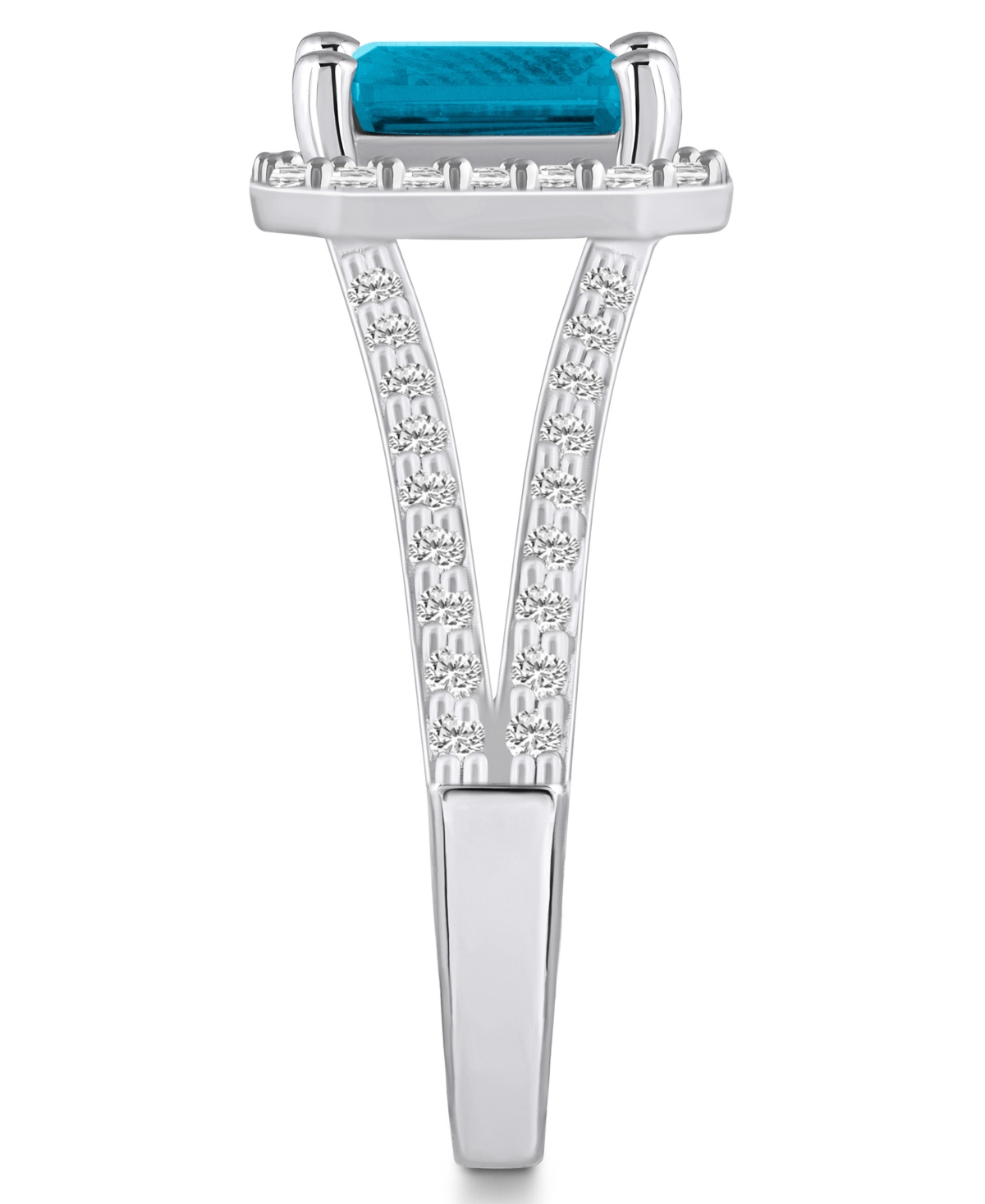 Macy's Blue Topaz (2 ct. t.w.) and Diamond (1/2 Halo Ring 14K White Gold