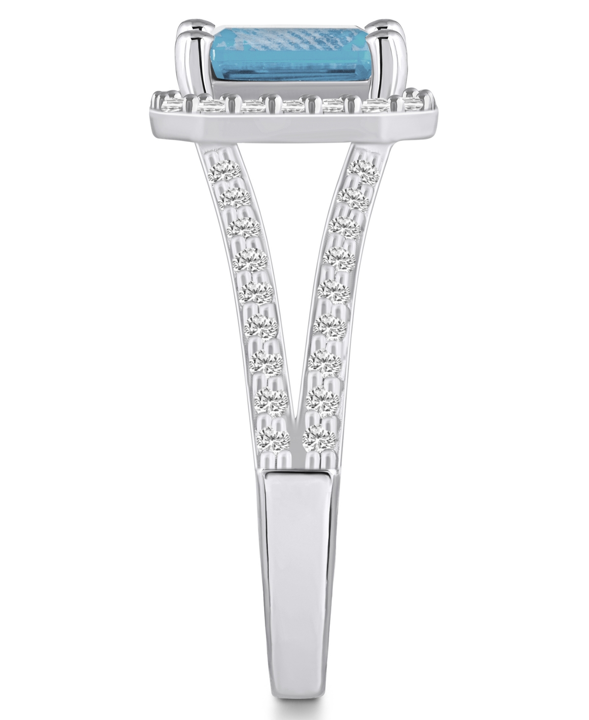 Macy's(1-3/8 ct. t.w.) and Diamond (1/2 ct. t.w.) Halo Ring in 14K White Gold - Aquamarine