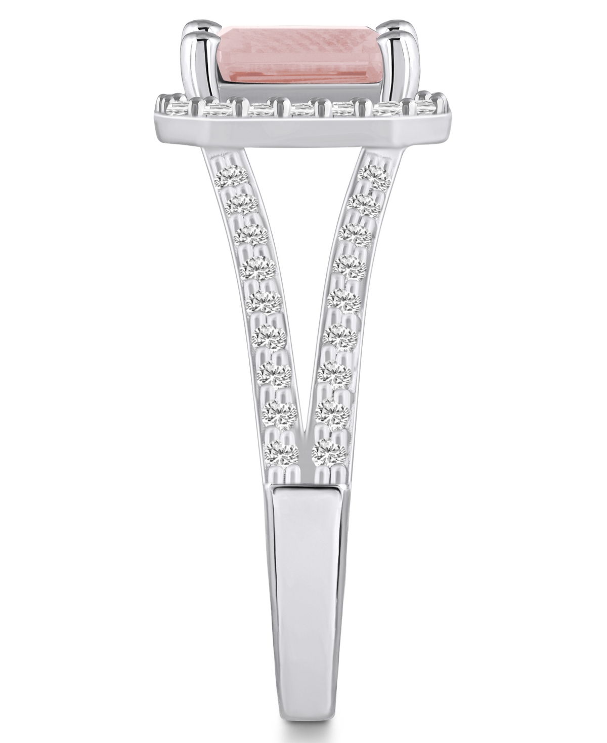 Macy's(1-3/8 ct. t.w.) and Diamond (1/2 ct. t.w.) Halo Ring in 14K White Gold - Morganite