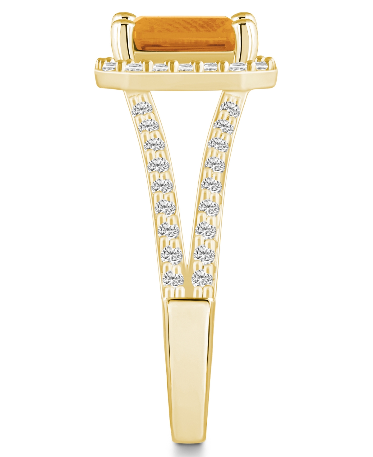 Macy's(1-5/8 ct. t.w.) and Diamond (1/2 ct. t.w.) Halo Ring in 14K Yellow Gold - Citrine