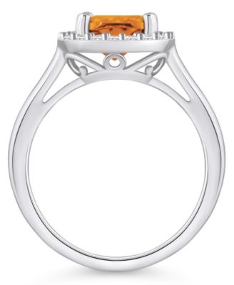 Citrine (2 ct. t.w.) and Diamond (1/4 ct. t.w.) Halo Ring in 14K White Gold