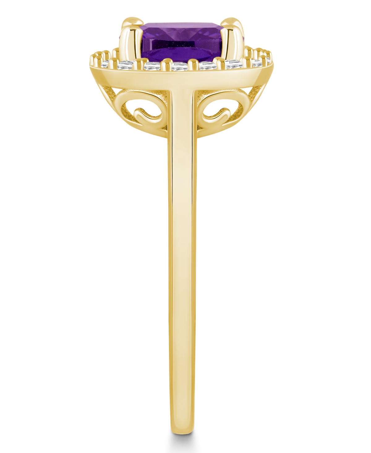 Macy's(2 ct. t.w.) and Diamond (1/4 ct. t.w.) Halo Ring in 14K Yellow Gold - Amethyst