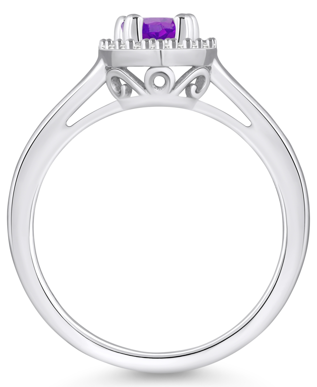 Macy's(7/8 ct. t.w.) and Diamond (1/5 ct. t.w.) Halo Ring in 14K White Gold - Amethyst