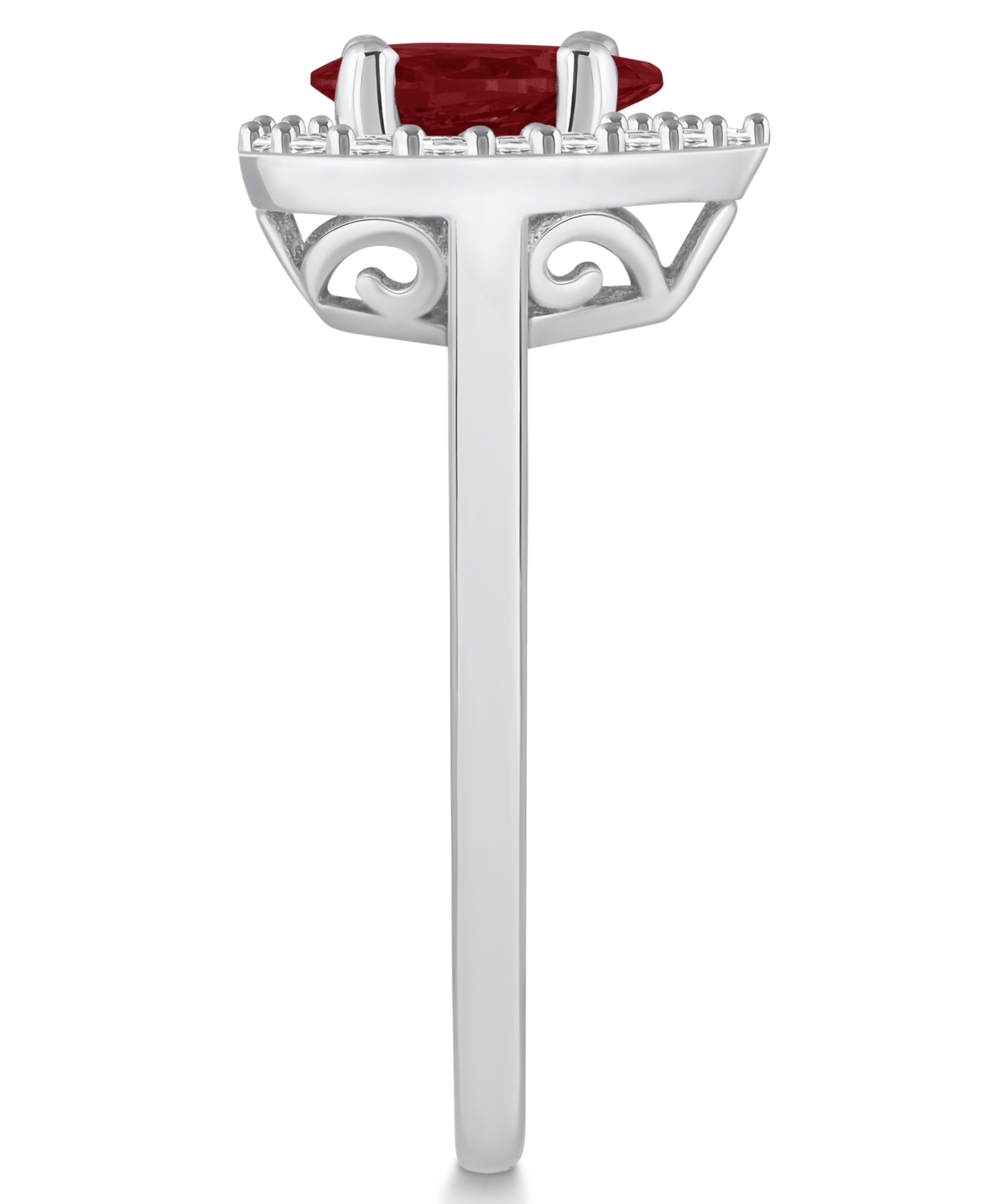 Macy's(1-1/10 ct. t.w.) and Diamond (1/5 ct. t.w.) Halo Ring in 14K White Gold - Garnet