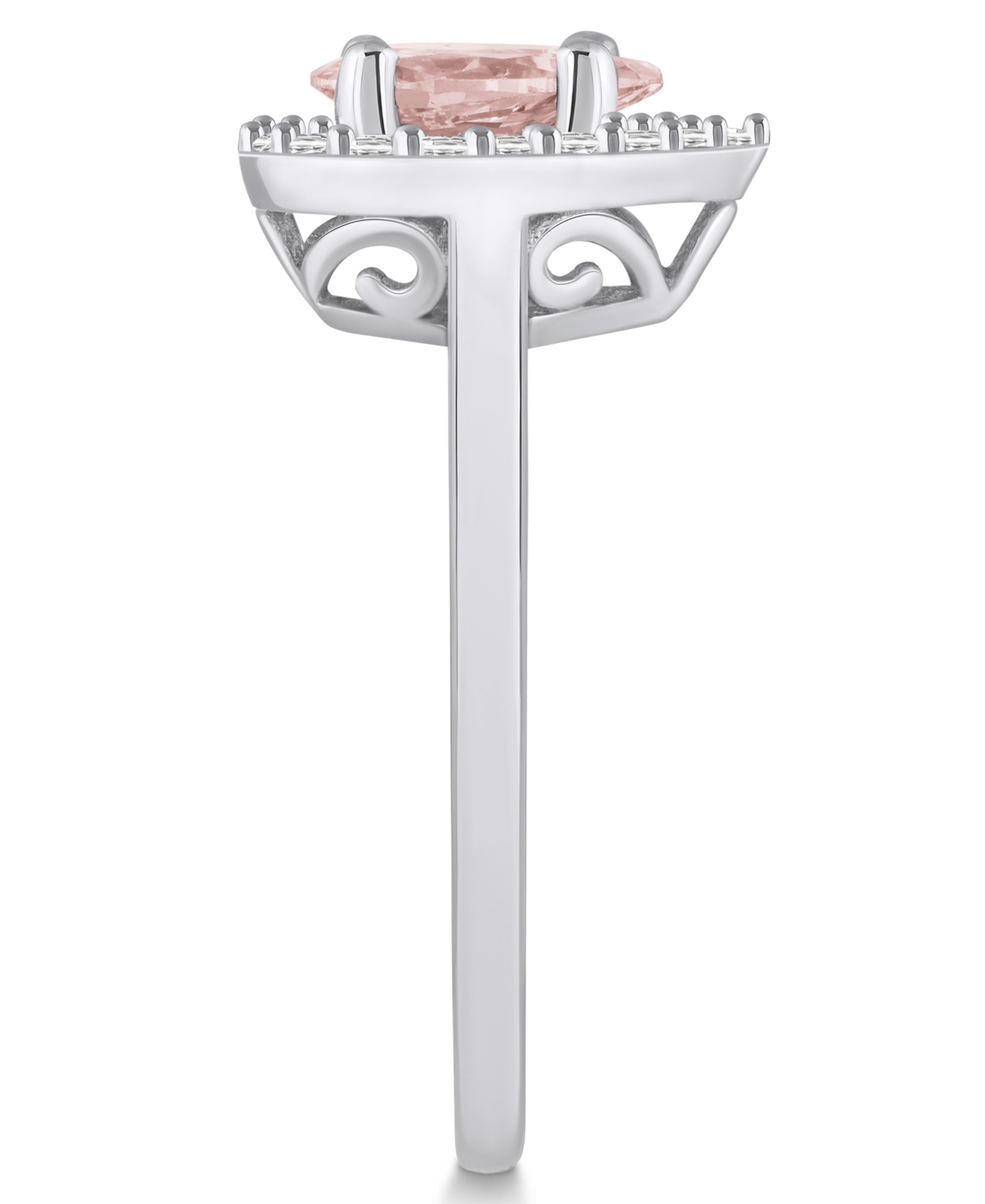 Macy's(3/4 ct. t.w.) and Diamond (1/5 ct. t.w.) Halo Ring in 14K White Gold - Morganite