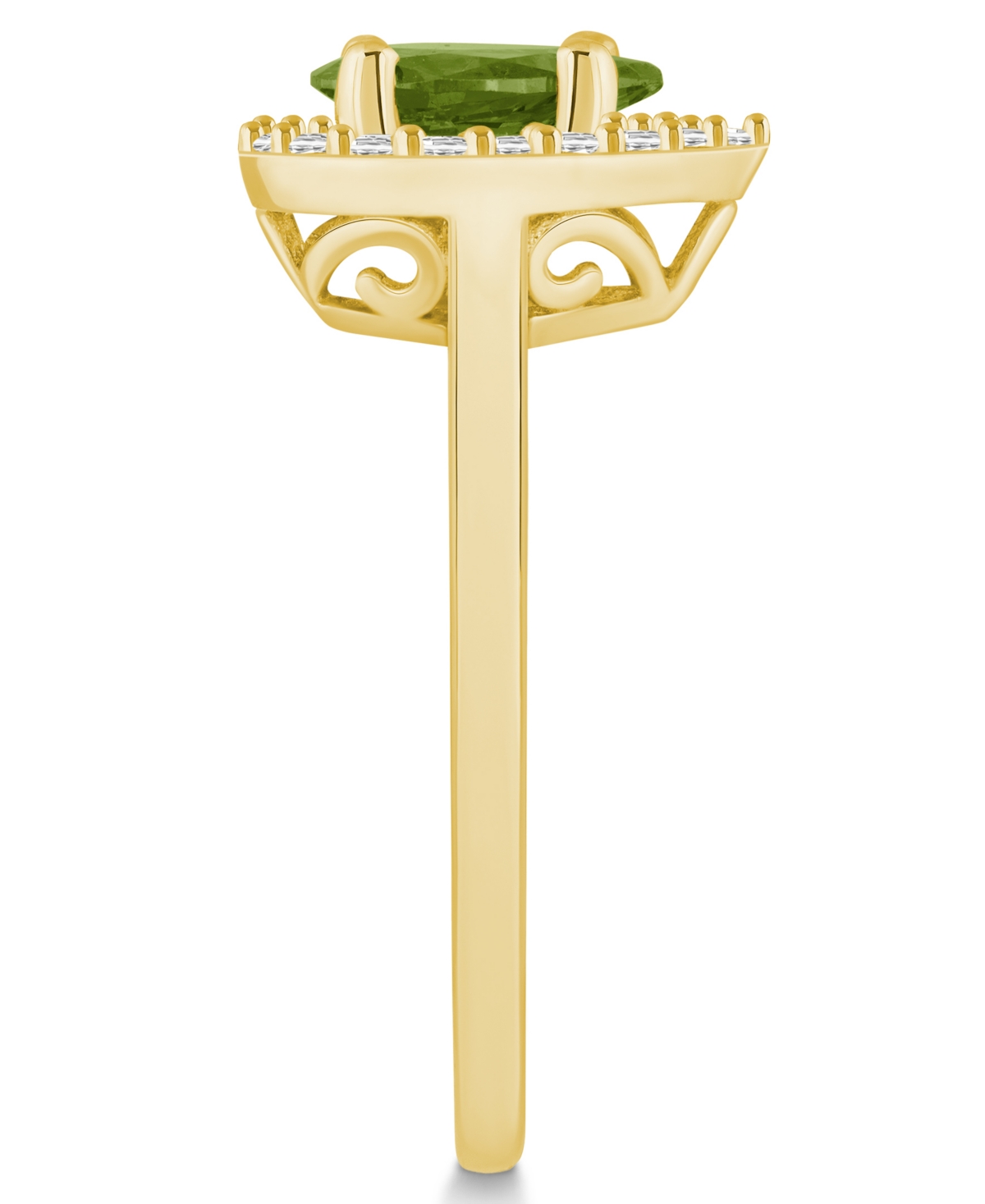 Macy's(1 ct. t.w.) and Diamond (1/5 ct. t.w.) Halo Ring in 14K Yellow Gold - Peridot