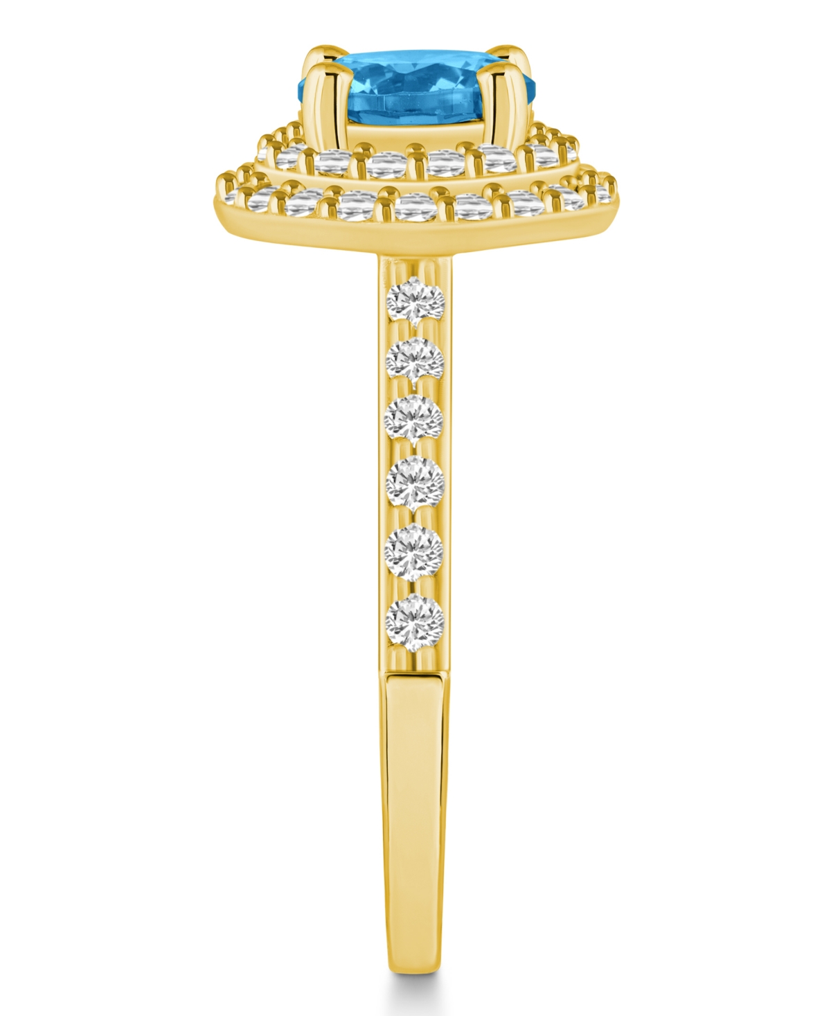 Macy'sand Diamond Accent Halo Ring in 14K Yellow Gold - Blue Topaz