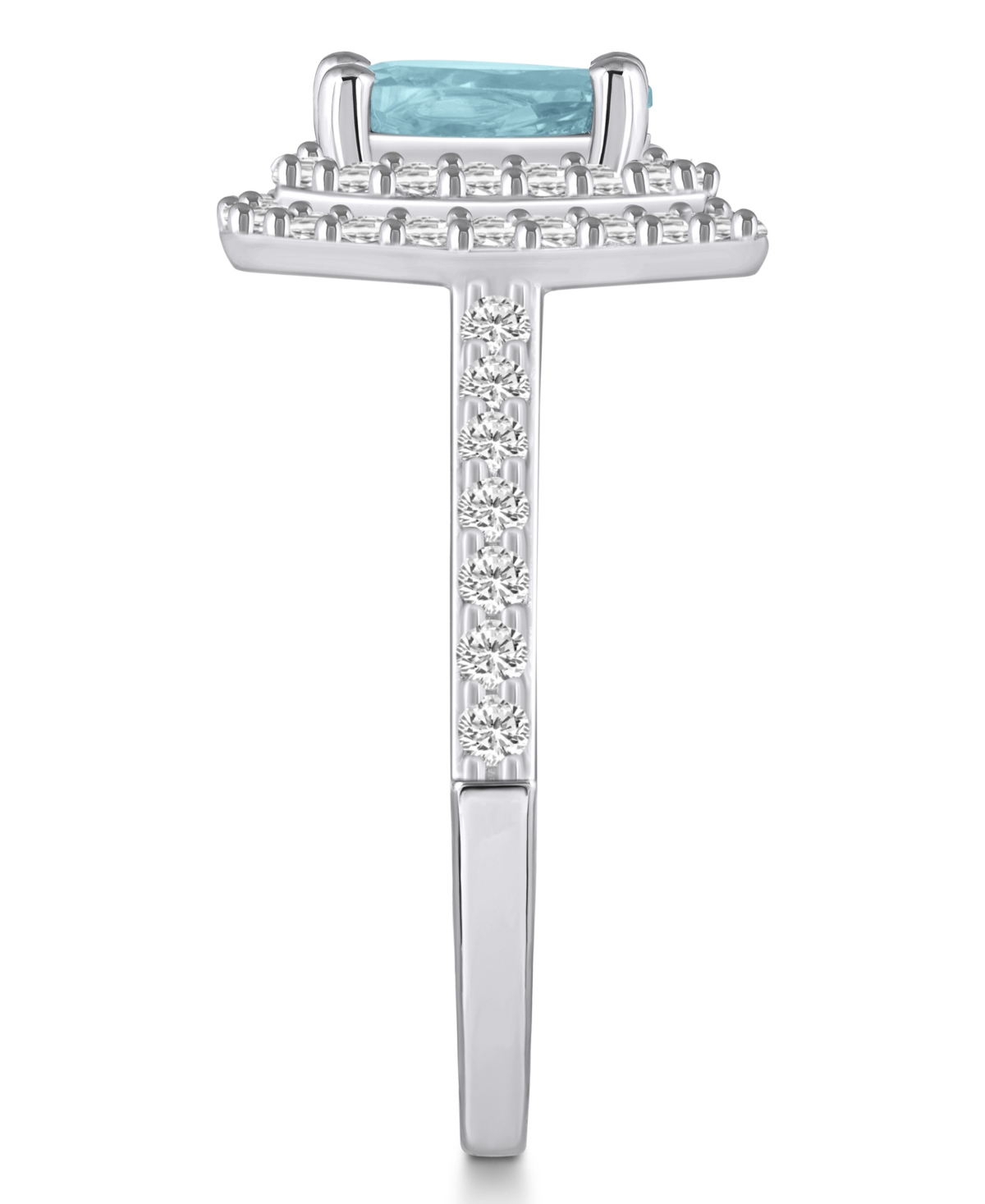 Macy'sand Diamond Accent Halo Ring in 14K White Gold - Aquamarine